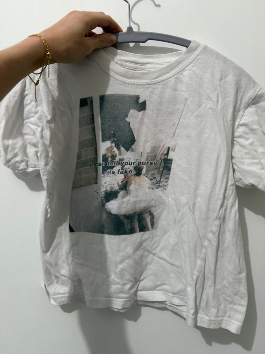 Funny cropped graphic tee